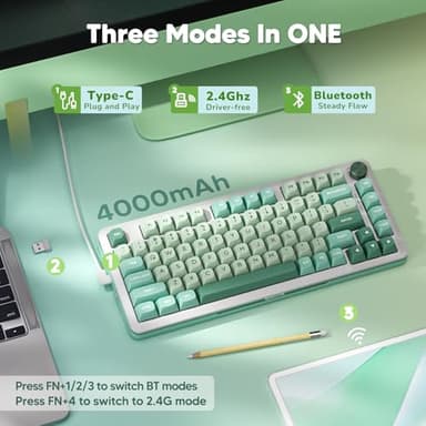 Redragon K681 Wireless Mechanical Keyboard, Gasket Mounted RGB Gaming Keyboard with Volume Knob, MDA-Profile, Pre-Lubed Linear Switches, 81 Keys 75％ Tri-Mode Hot Swappable for PC/Xbox/Ps4/5 - Image 4