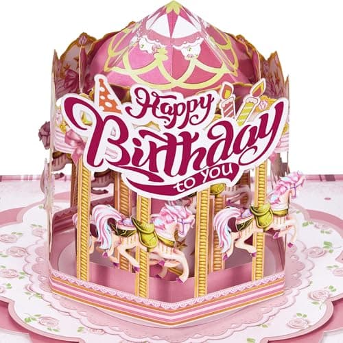 Airpark Granddaughter Birthday Card, 3D Happy Birthday Cards for Granddaughter, Funny Carousel Pop Up Birthday Cards, Pop Up Cards with Envelope, Birthday Gifts Decorations - Image 1