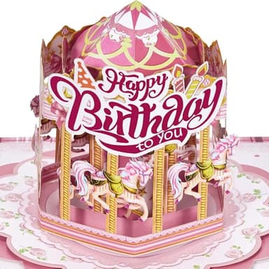 Airpark Granddaughter Birthday Card, 3D Happy Birthday Cards for Granddaughter, Funny Carousel Pop Up Birthday Cards, Pop Up Cards with Envelope, Birthday Gifts Decorations - Image 1