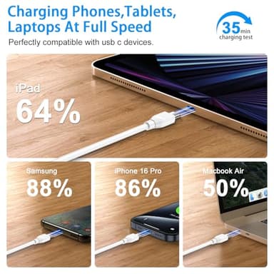 Compatible for iPhone 16e Charger Cable Fast Charging, 2 Pack 6ft 60W USB C to USB C Cable Long Car Power Cord Android Charger Phone for iPhone 16 Pro Max,16 Pro 16 Plus,16,15 Pro Max,15 Plus Pro,15 - Image 8