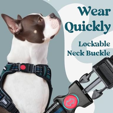 rabbitgoo Dog Harness Medium Sized, No Pull Pet Harness with 3 Buckles, Adjustable Soft Padded Vest with Control Handle, Walking Reflective Pet Vest for Medium Dogs, Blue Coral, M - Image 3