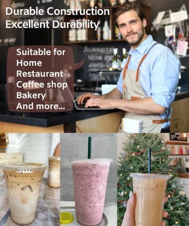 [100 SETS] 32 oz Clear Plastic Cups with Lids and STRAWS, Disposable Drinking Cups for Cold Drinks, Iced Coffee, Milkshakes, Smoothies - Image 5
