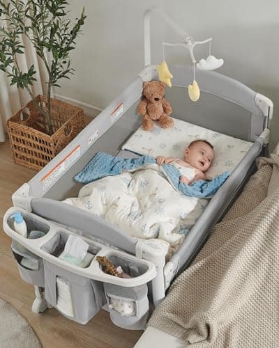 Joybai 4 in 1 Baby Bassinet Bedside Sleeper, Baby Bedside Crib 5 Functions, Bedside Sleeper, Bassinet Crib, Changing Station for Newborn Baby - Image 1