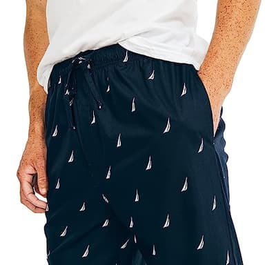 Nautica Men's Soft Woven 100% Cotton Elastic Waistband Sleep Pajama Pant, Maritime Navy, X-Large - Image 3