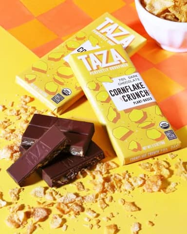 Taza Chocolate Organic Smooth & Crunchy Bars 70% Stone Ground, Cornflake Crunch 2.5 Ounces (10 Count), Vegan - Image 4