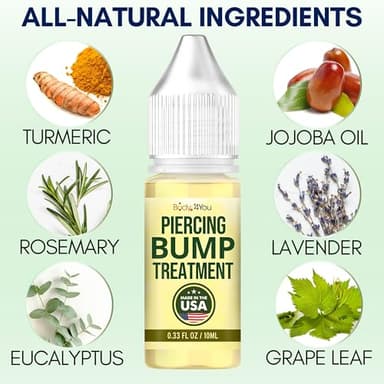 BodyJ4You Piercing Keloid Bump Removal - Natural Oil Piercing Bump Treatment - Nose Septum Belly Ear Cleaner Soothing Skin Recovery Solution - Safe Care Piercing Reduce Appearance Scars - 0.33 Fl Oz - Image 2