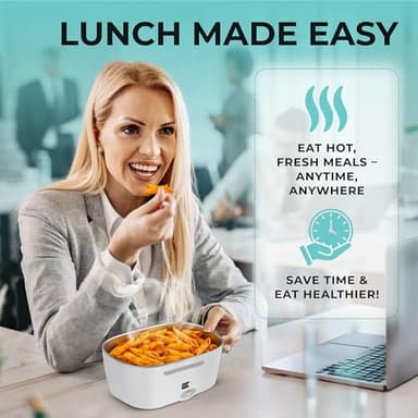 FORABEST Heated Lunch Box, 80W Electric Lunch Box for Adults, Portable Food Warmer with 1.5L Stainless Steel Container, Utensils, Carry Bag & Leakproof Lid, 12V/24V Car/Truck & 110/120V Home/Office - Image 6