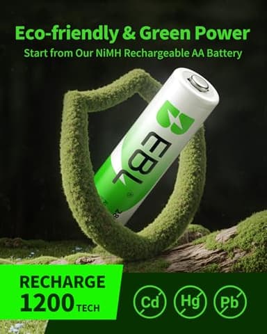 EBL Pack of 8 AA Batteries 2800mAh High Capacity Precharged Ni-MH AA Rechargeable Batteries - Image 5