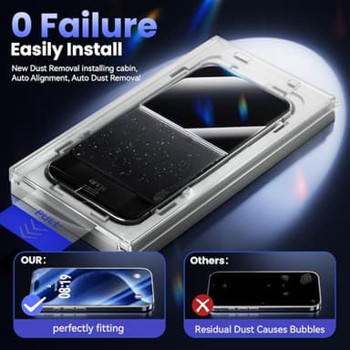 Fonowlo 3 Pack Screen Protector for iPhone 16 Plus[6.7 Inch],iPhone 15 Plus Screen Protector with Auto-Alignment Kit, Auto Dust,9H+ HD Clear Tempered Glass Film,Case Friendly - Image 2