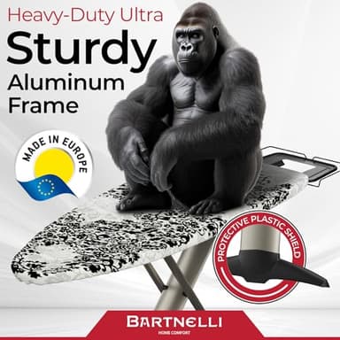 Bartnelli Pro Luxury Ironing Board - Extra Wide 62x19” Steam Iron Rest, Adjustable Height, T-Leg Foldable, European Made - Image 4