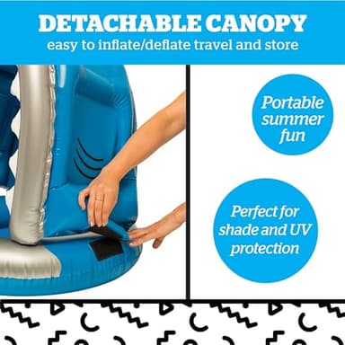 BigMouth Inc Lil’ Water Float with Overhead Sun Protection, Covered Pool Floaties for Infants Babies Kids Ages 1-3 Beginner Swimmers - Shark Canopy - Image 4