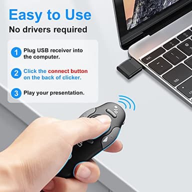 Wireless Presentation Clicker for PowerPoint Presentations, USB Dongle Presenter Remote with Laser Pointer Slide Clickers for Mac/Windows/Linux, Computer/Laptop, Google Slide/PPT/Keynote - Image 4