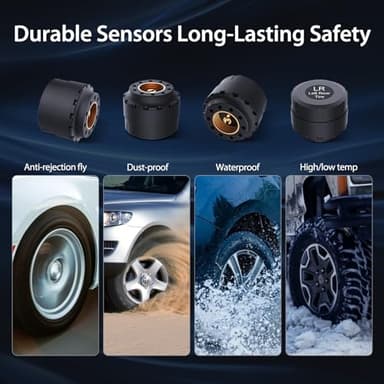 Tymate TM7 Tire Pressure Monitoring System, Wireless TPMS with 4 External Sensors & 6 Alarm Modes, Colorful Display, Real-time Tire Pressure Monitor System, Ideal for RV SUV MPV Truck Sedan (0-87 PSI) - Image 8
