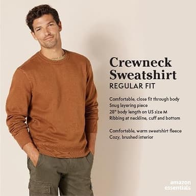 Amazon Essentials Men's Fleece Crewneck Sweatshirt - Toffee Brown, Large (Available in Big & Tall Sizes) - Image 2