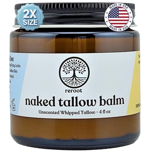 Beef Tallow for Skin | NAKED TALLOW BALM | 1 Ingredient - 100% Grass Fed Beef Tallow | Beef Tallow for Body & Face | Whipped & UNSCENTED for Sensititve Dry Skin, Babies, Eczema, Psoriasis, Rosacea (4oz) - Image 1