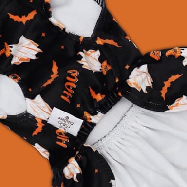 CuteBone Turtleneck Dog Velvet Dress Halloween Puppy Skirt Costume Pet Clothes Cat Apparel with Bow Hair Rope for Small Dogs CVD17M - Image 7