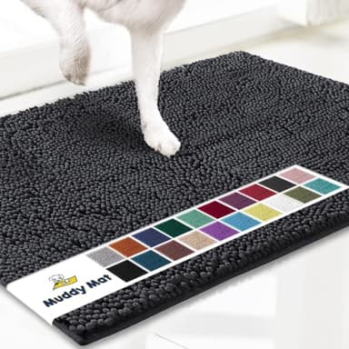 Muddy Mat® Original Dog Door Mat for Muddy Paws, Super Absorbent Microfiber, Non-Slip Washable Pet Rug, Quick Dry Chenille Entryway Carpet, Machine Washable Indoor Outdoor mat, Charcoal 18"x28" - Image 1