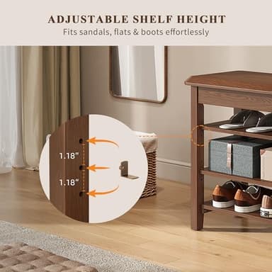 IUNVR Shoe Rack for Front Door Entrance, Solid Wood Shoe Bench for Closet, Holds Up to 550lbs, Shoe Rack Bench for Entryway, Mudroom, Hallway - Image 3