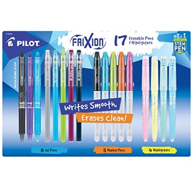 Pilot, FriXion Assorted Erasable Gel Ink Pens, Marker Pens & Highlighters, Pack of 17, Assorted Colors - Image 1