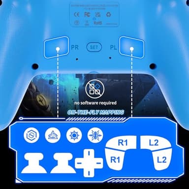 Dinosoo RGB Wireless Controller for PS5/PlayStation 5 PC, Bluetooth Controller with Turbo, Macro, Dynamic Vibration, 6-Axis Motion Control, 3.5mm Audio Jack, 1000mAh Battery, Speaker - Blue - Image 3