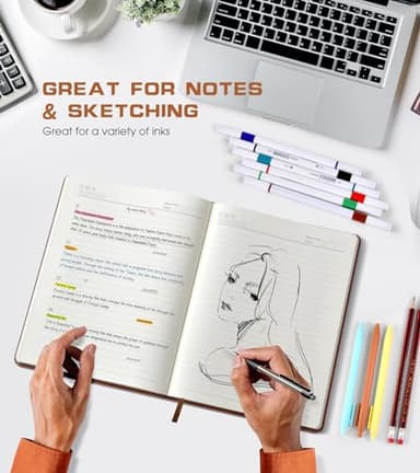 Biuwory Lined Journal Notebook for Women Men,256 Pages B5 Large Hardcover Leather Journals for Writing,Travel,Business,Work,School,College Ruled Notebooks for Note Taking,Diary Notepad 7.8"×10.2" - Image 5