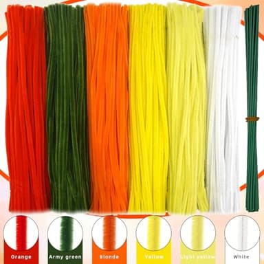 620 Pieces Pipe Cleaners Craft Set, 600 Pcs Chenille Stems with 20 Pcs Flower Stems, Craft Supplies Bulk for DIY Art and Craft Projects Creative Gift Wrapping Party Decorations(Golden Yellow Series) - Image 2