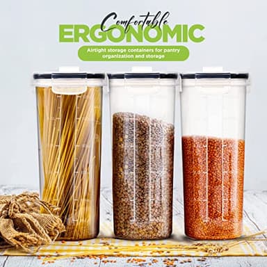Utopia Kitchen Cereal Containers Storage - Liter Airtight Food Storage Containers & Cereal Dispenser For Pantry Organization And Storage (Clear, 4 Liter Pack of 6) - Image 3