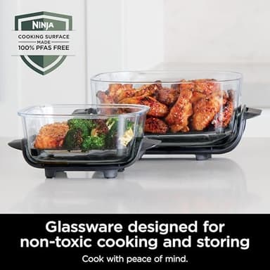 Ninja Crispi Air Fryer, Microwave, Freezer & Dishwasher Safe, Non Toxic Glass Portable Cooking System, 4 QT & 6 Cup Glass Containers with Storage Lids, Easy Meals, Air Fry, Bake, Green, FN101SG - Image 14