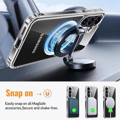 Oterkin Magnetic for Samsung Galaxy S25 Case Clear [Compatible with MagSafe][Anti-Yellowing][Built-in 4 Airbags][Military Grade Protection][Transparent Shockproof Slim] S25 Phone Case (Clear) - Image 2