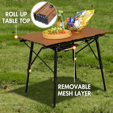 PORTAL Camping Table Portable Folding Table Ultra Lightweight Folding Camp Table 4 Adjustable Legs Aluminum Roll Up Table Top with Carry Bag for Outdoor Travel Backyards BBQ - Image 4