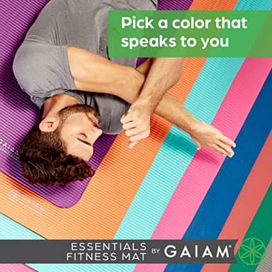 Gaiam Essentials Thick Yoga Mat Fitness & Exercise Mat with Easy-Cinch Carrier Strap, Purple, 72"L X 24"W X 2/5 Inch Thick, 10mm - Image 2