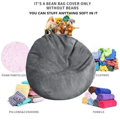 Stuffed Animal Storage Bean Bag Chair Cover (No Filler) Washable Ultra Soft Corduroy Bean Bag Cover for Organizing Plush Toys or Textile, Sack Bean Bag for Adults, Teens - Image 3