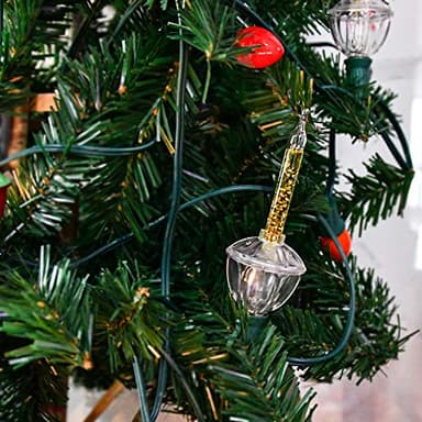 Gold Christmas Bubble Lights Set, 11Ft Vintage Christmas String Lights with 8 Golden Bubble Lights (1 Spare) C7/E12 Base, UL Listed for Indoor Outdoor Holiday Tree Fireplace Window Party Decorations - Image 8