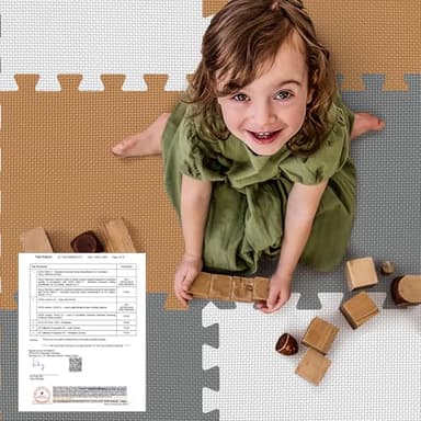 16 Tiles Baby Play Mat for Floor, EVA Foam Baby Floor Play Mat with 0.6 Inch Thick Interlocking Foam Tiles, Foam Floor Tiles for Baby, Toddlers and Kids (Grey-White- Brown, 16PCS) - Image 5