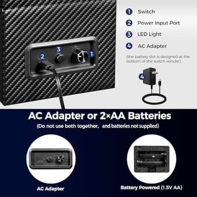 ANWBROAD Watch Winder for Automatic Watches, 4 Modes Automatic Single Watch Winder with Next Gen LED Crystal Design, Rotating Watch Case with Super Quiet Motor, Type-c Adapter or Battery Powered - Image 6