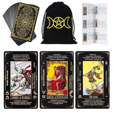 Fofeadm Tarot Cards with Guide Book & Linen Carry Bag, 78 Classic Original Tarot Cards Deck Fortune Telling Game with Meanings on Them for Beginners to Expert - Image 1