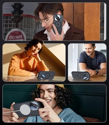 VOFATA [Upgraded] for iPhone 16 Pro Case with Camera Cover Stand [Fit for MagSafe][9H Camera Lens Protector] Mil-Grade Protection Translucent Matte Magnetic iPhone 16 Pro Phone Case, Black - Image 6