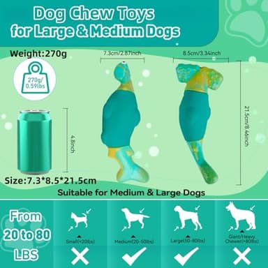 BIKIISEN Dog Toys for Aggressive Chewers, Interactive Dog Chew Toys for Large Dogs, Squeaky Chew Toys to Keep Them Busy, Tough Toys for Medium/Large Breed (Green) - Image 2