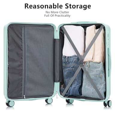 Merax Luggage Sets 3 Piece, Hardshell Suitcase with TSA Lock Double Spinner Wheels, Green, 20/24/28 Inch - Image 4