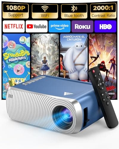 Antmap Mini Projector for iPhone, Outdoor Projector with WiFi and Bluetooth, Movie Projector Outdoor with Speaker, HD 1080P Support Mini Portable Projector, Projectors for Phone/HDMI/USB/TV Stick