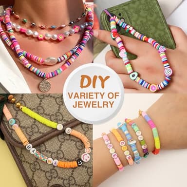 XSEINO 9000PCS Clay Beads Bracelet Making Kit,46Colors Flat Friendship Polymer Heishi Beads for Jewelry Making with Rich Jewelry Making Accessories for Crafts Christmas Gifts - Image 5