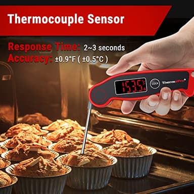 ThermoPro TP19 Waterproof Digital Meat Thermometer for Grilling with Ambidextrous Backlit & Thermocouple Instant Read Kitchen Cooking Food Thermometer for Candy Water Oil BBQ Grill Smoker - Image 2