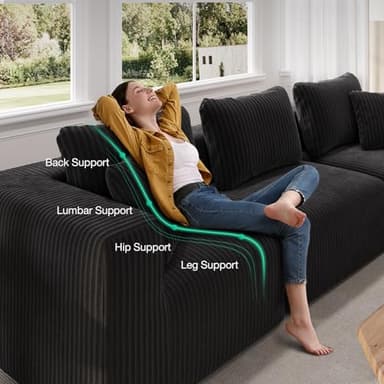 Novilla Modular Sectional Sofa, Modern Cloud Sectional Couch with Smarts Coil™ Support, U-Shape Upholstered Boneless Couch for Living Room Apartments Bedroom, No Assembly Required (6 Seater) - Image 9
