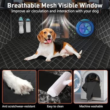 YLKU Dog car seat Cover for Back seat 2025 Upgraded 100% Waterproof and Scratch Resistant Rear Seat Hard Bottom Extension - Dog Car Seat Holds Up to 400 lb Pet for Cars, Trucks and SUVs (Black) - Image 5