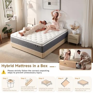 SNFPNE Queen Size Mattress 12 Inch, Hybrid Memory Foam Mattress with Zoned Pocket Coils Support and Motion Isolation Design, Strengthen Edge Support,CertiPUR-US Certified, Medium Firm in a Box - Image 5