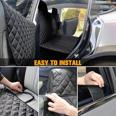 PETICON Dog Seat Covers for Tesla Model 3 & Y Back Seat with 2 Pack Door Protectors, 100% Waterproof Dog Hammock for Tesla with Mesh Window & Headrest Protection Prevents Scratches and Scuffs - Image 6