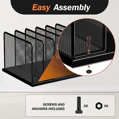 Kuntine.B Desk File Organizer 5 Upright Mesh Desktop Organizer File Sorter Office Organization File Holder for Home, Office & Classroom, 2 Pack - Image 4