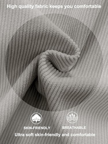 PLEPAN Mens Casual Shorts Drawstring 7 inch Corduroy Summer Beach Short Light Grey Large - Image 5