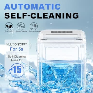SMUG Ice Makers Countertop with Handle, Portable Ice Machine, 9 Bullet Ice Cubes in 6 Mins, 26lbs in 24Hrs, Auto-Cleaning, with Basket and Scoop, for Home, Kitchen, RV, Camping, White - Image 3