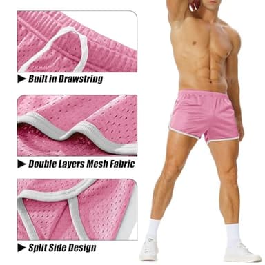 AIMPACT Mens Running Shorts Breathing Workout Gym Booty Short Shorts Pink - Image 5